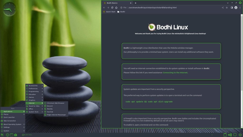 Bohdi LInux view with Chromium web browser 
